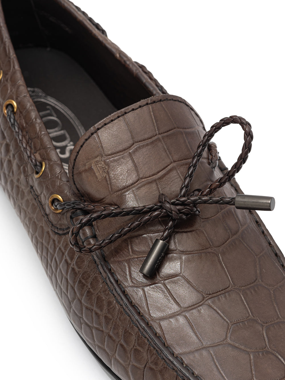 Mocassin city à lacets en caoutchouc imprimé crocodile Tod's