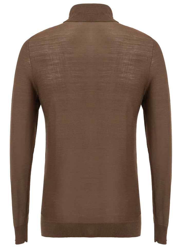 Wool Silk Turtleneck in Brioni Brown