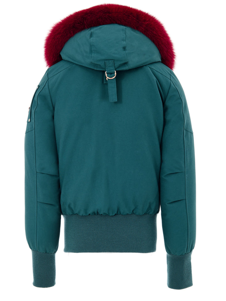 Giubbino Bomber Imbottito in Verde Petrolio con Pompom Moose Knuckles