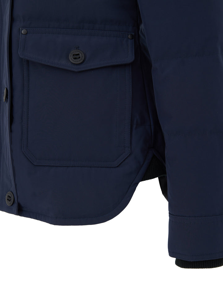 Field Jacket Blu con Cappuccio e Pelliccia Moose Knuckles