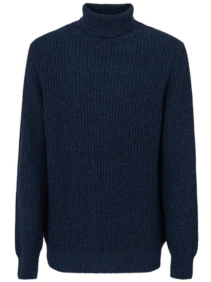 Maglione Dolcevita a Costine Blu Gran Sasso