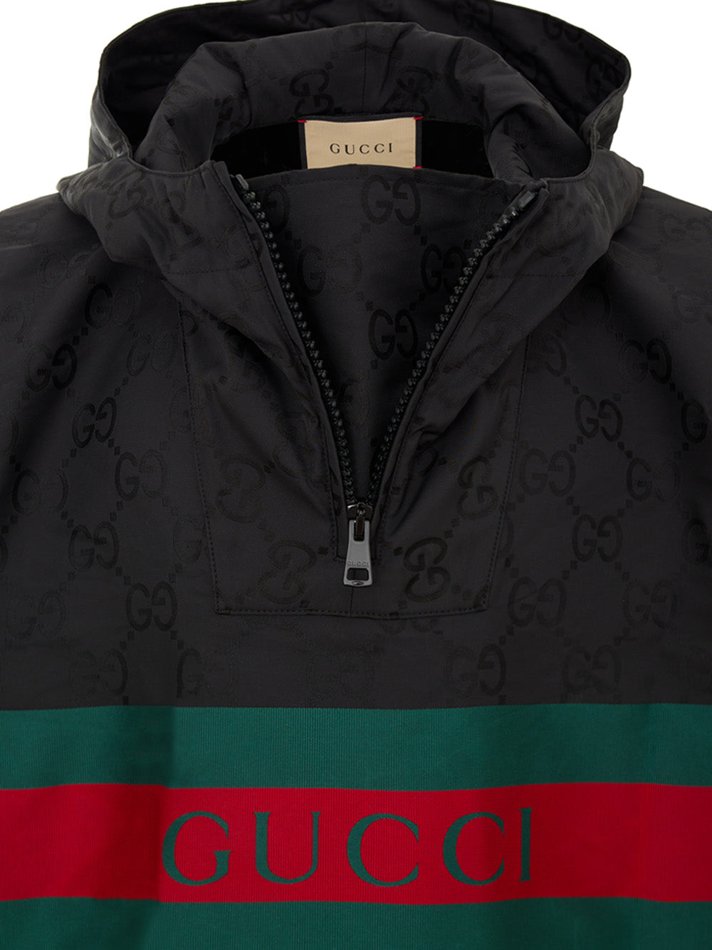 Mantella Nera con Logo Web e Stampa Monogramma GG Gucci