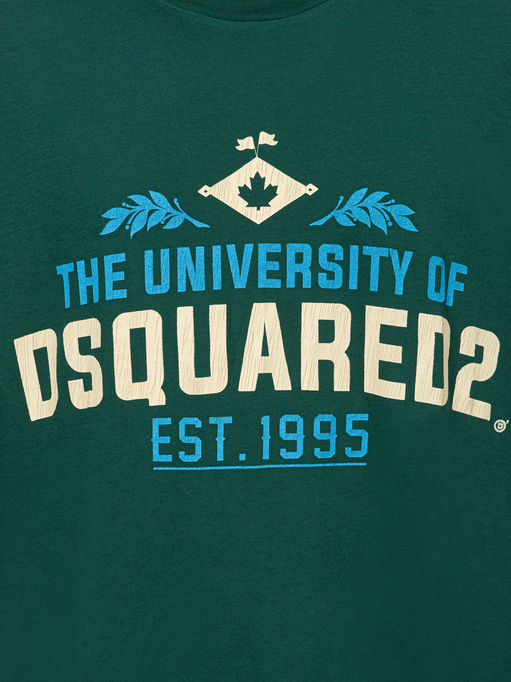 T-shirt Overfit in Cotone Verde con Stampa Dsquared2.