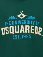 T-shirt Overfit in Cotone Verde con Stampa Dsquared2.