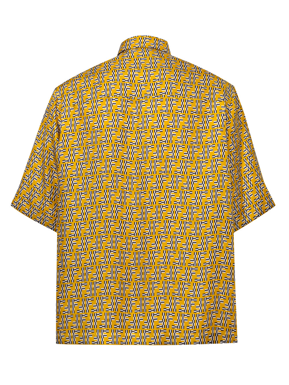 Camicia in Seta Gialla Hita con Stampa Labyrinth Fendi