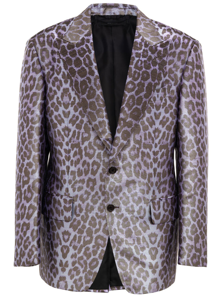 Tom Ford Single -Bastted Herrenjacke - Lila und Schwarz entdeckt