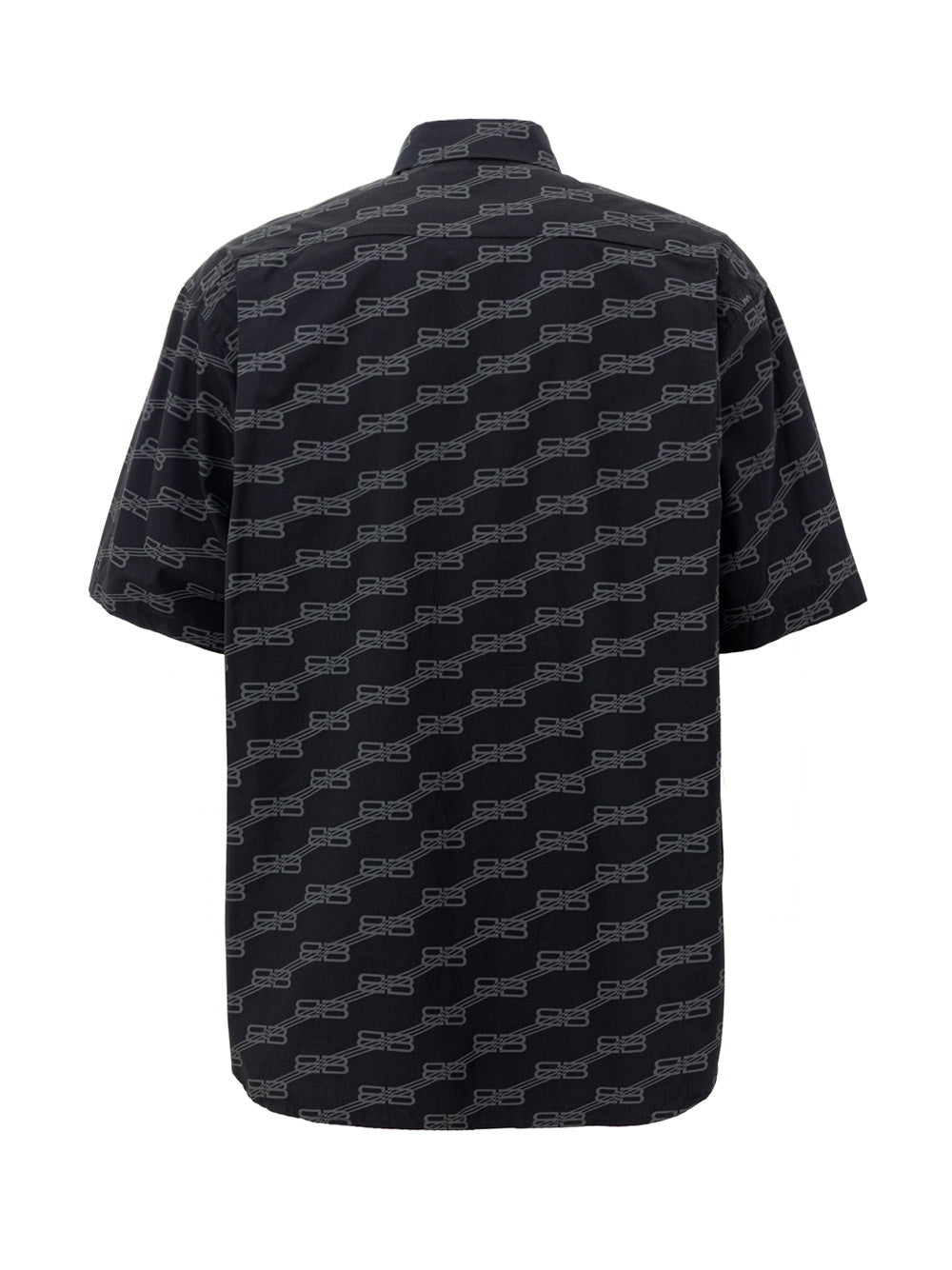 Camicia Manica Corta con Logo Allover Balenciaga