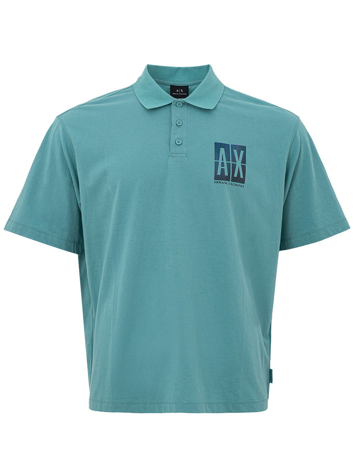 Light blue Armani Exchange cotton polo shirt