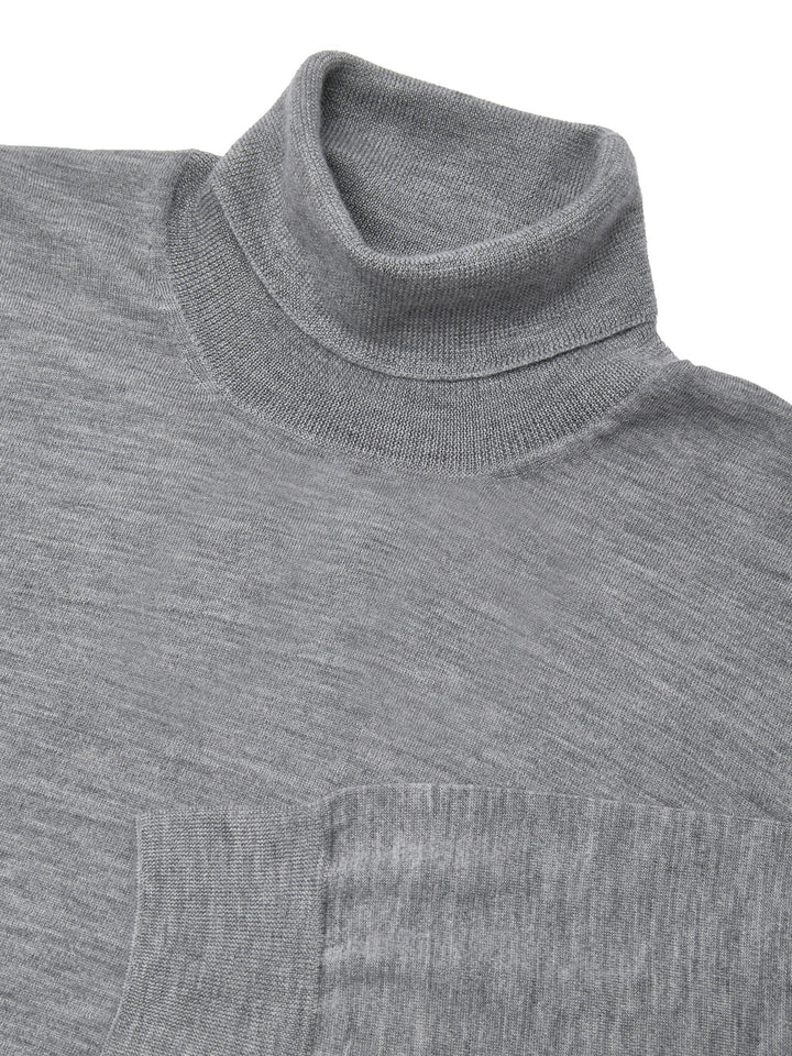 Maglione Dolcevita in Cashmere e Seta Grigio Gran Sasso