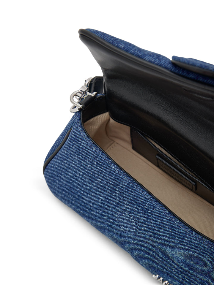 Borsa a Spalla Mini Le Petit Bambimou in Cotone Denim e Pelle Jacquemus