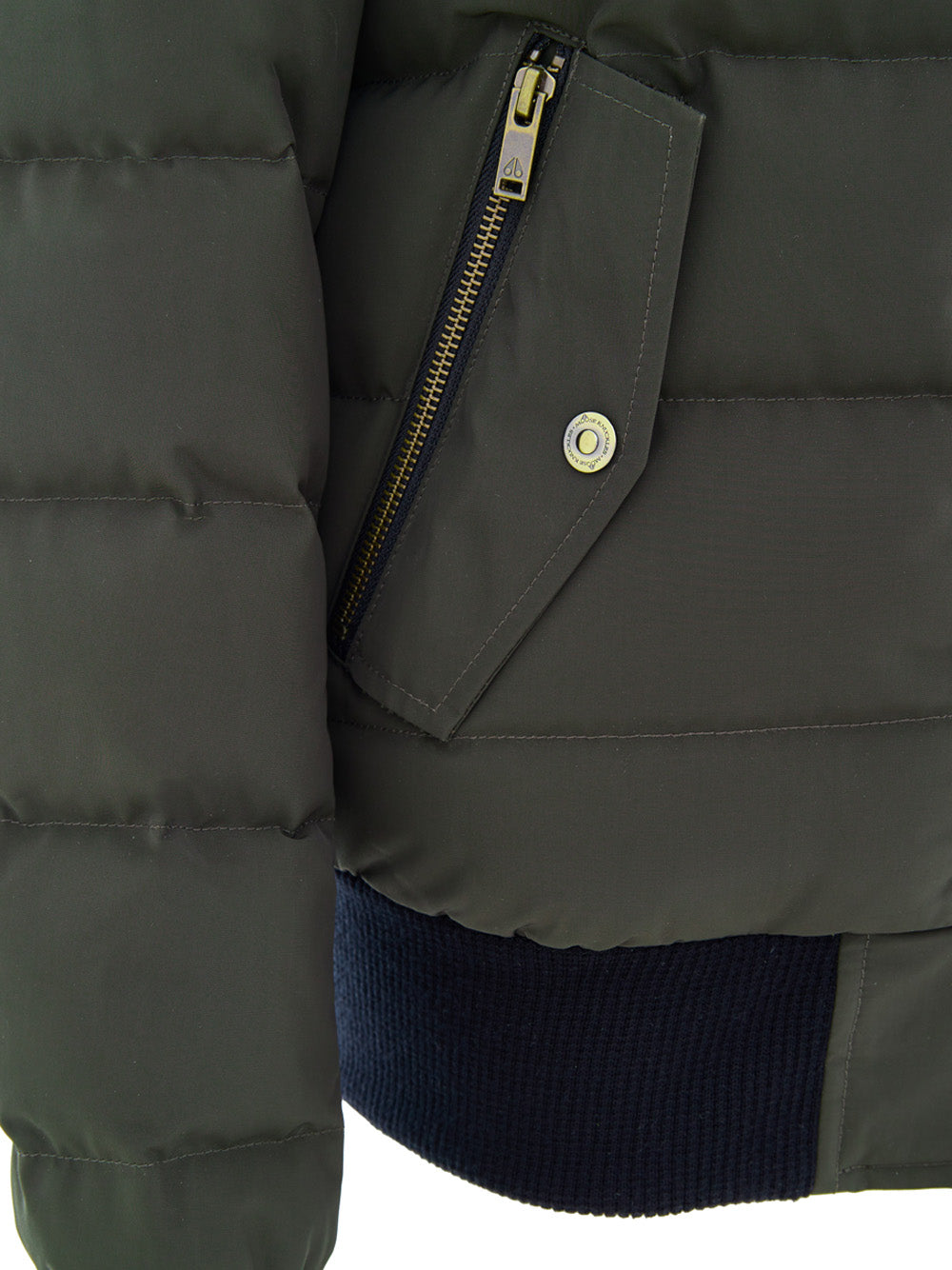 Piumino Bomber in Verde con Cappuccio e Pelliccia Moose Knuckles