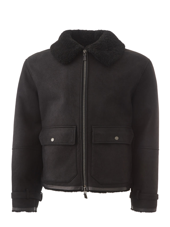 Lardini black sheepskin jacket