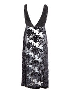 Abito Lungo in Tulle con Stampa Fiori Velvet