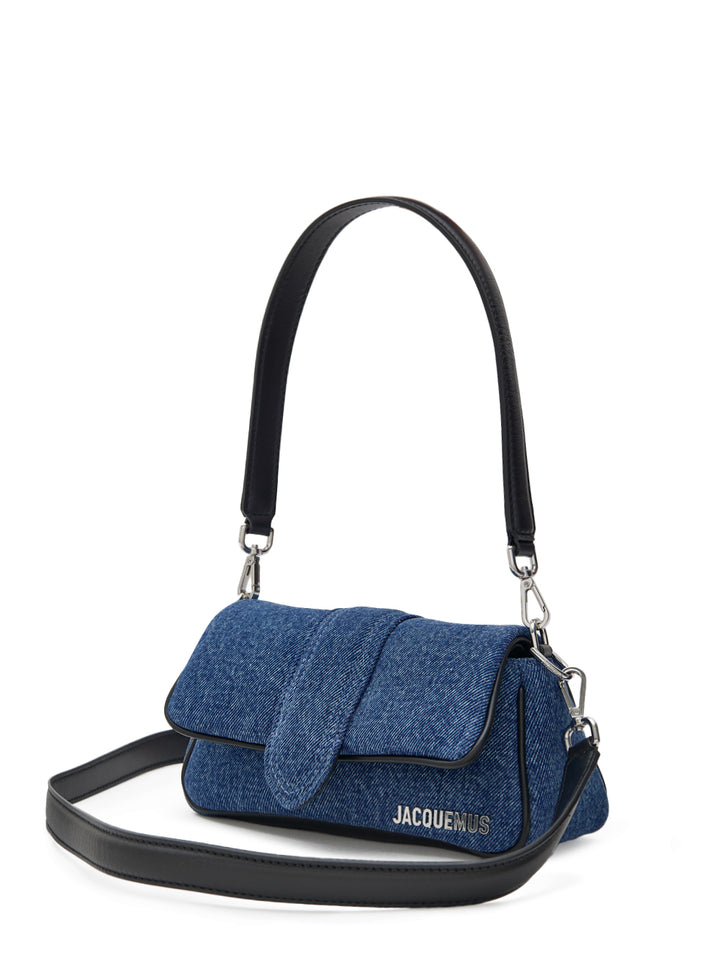 Borsa a Spalla Mini Le Petit Bambimou in Cotone Denim e Pelle Jacquemus