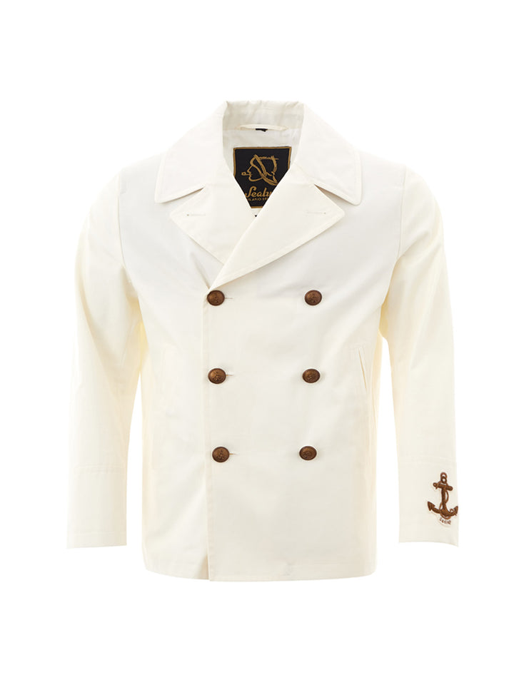 White Double-breasted Sealup Jacket