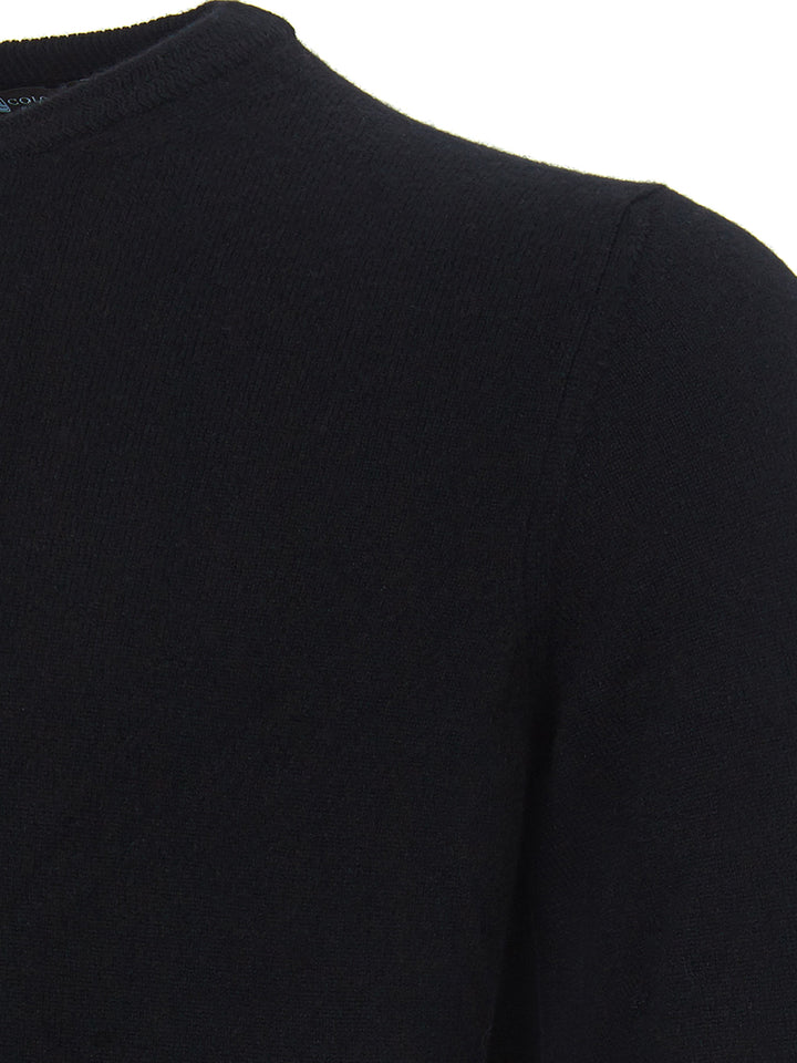 Crewneck sweater in black in Colombo Cashmere