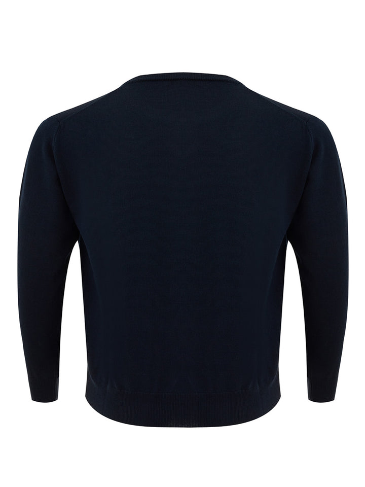 Blauer Ferrante-Pullover mit Rundhalsausschnitt