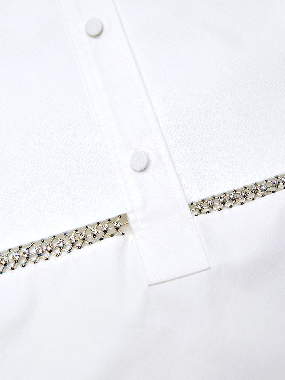 Blusa in Popeline di Cotone Bianco con Decorazioni in Cristalli Gucci