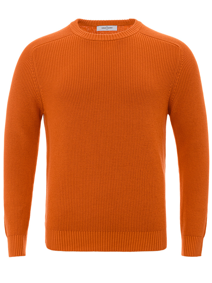 Gran Sasso Orange Cotton Crew Neck Sweater