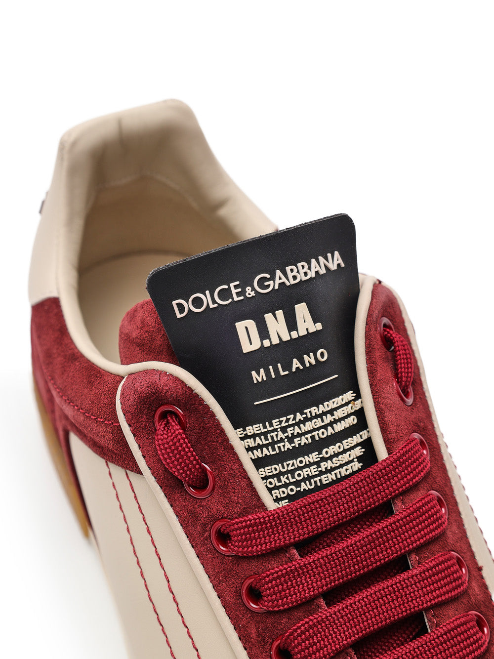Low-Top-Sneaker Bordeaux und Beige DNA Dolce & Gabbana