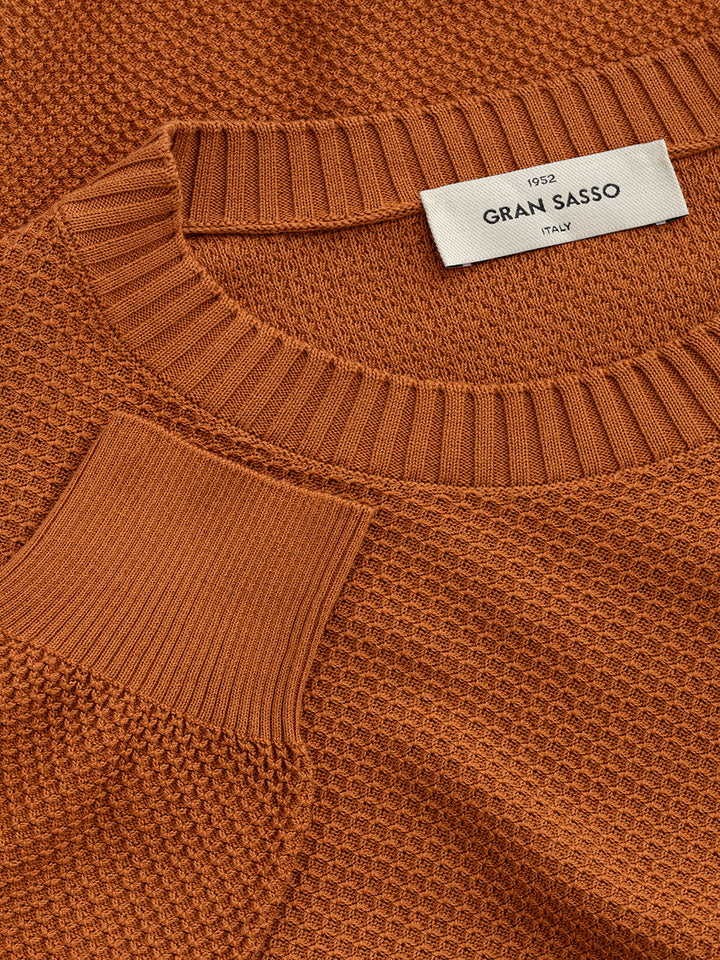 Gran Sasso Brown Cotton Crew Neck Sweater