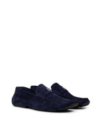 Mocassini Bally in Suede Blu con Logo