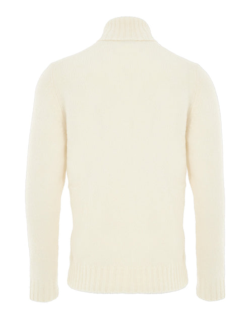 Maglione Dolcevita Bianco in Lana Effetto Bouclé Gran Sasso