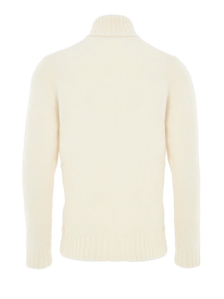 Maglione Dolcevita Bianco in Lana Effetto Bouclé Gran Sasso