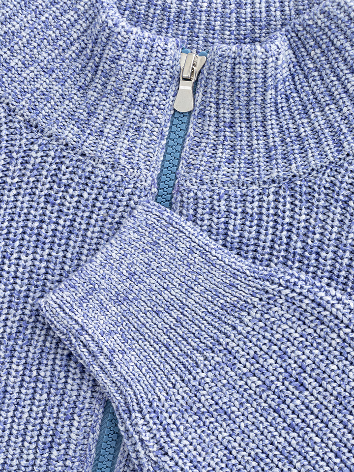 Maglia Cardigan con Zip in Azzurro Gran Sasso