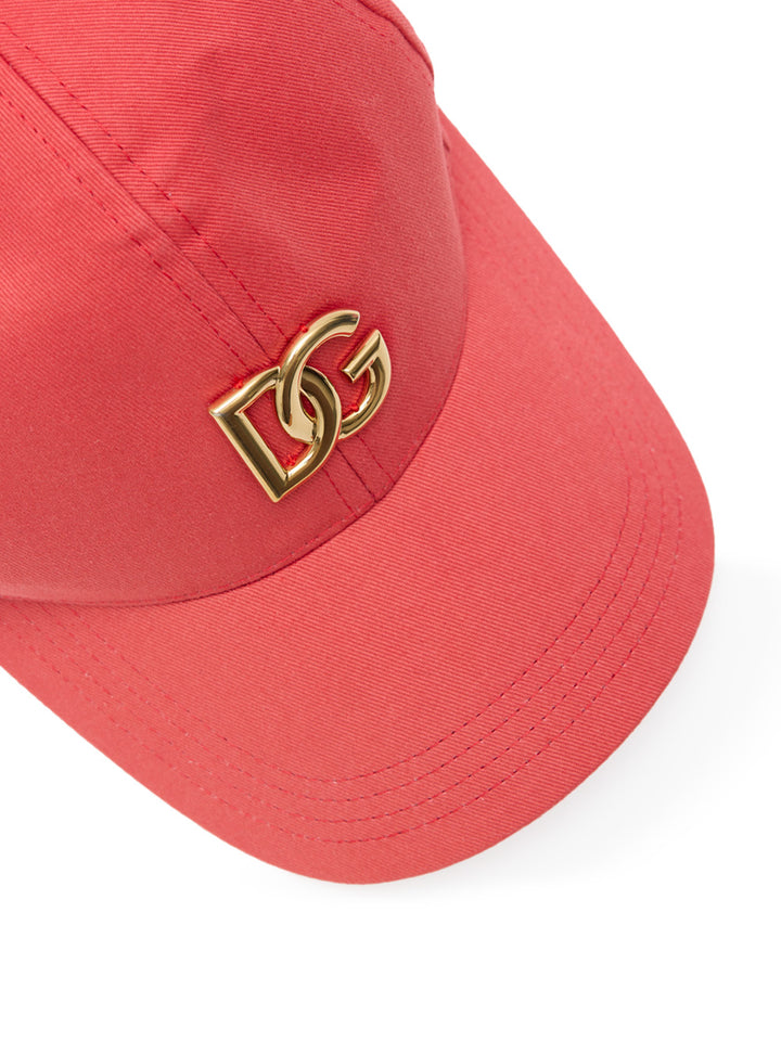Cappellino Baseball Rosso con Logo Gold DG Dolce & Gabbana