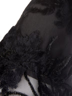Abito Lungo in Tulle con Stampa Fiori Velvet
