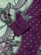Camicia in Seta con Stampa Verde Menta e Viola Gucci