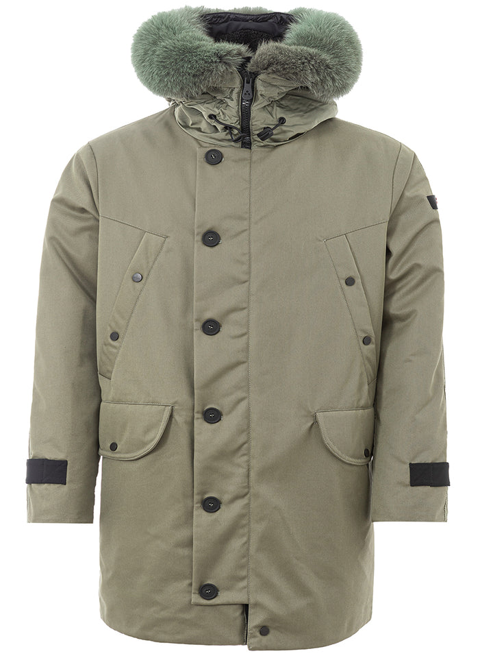 Peuterey Padded Jacket with Hood and Fur Collar