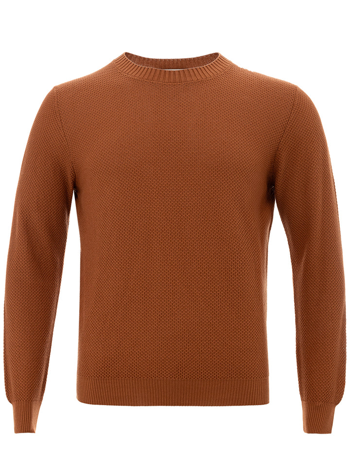 Gran Sasso Brown Cotton Crew Neck Sweater