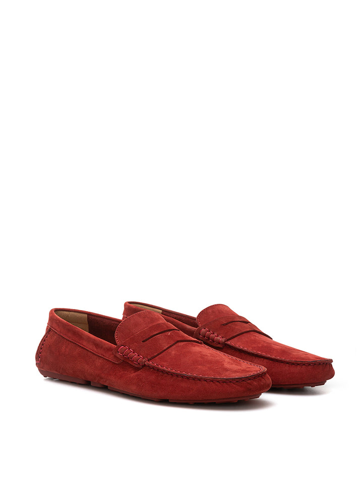 Mocassin penny bordeaux en daim Bally