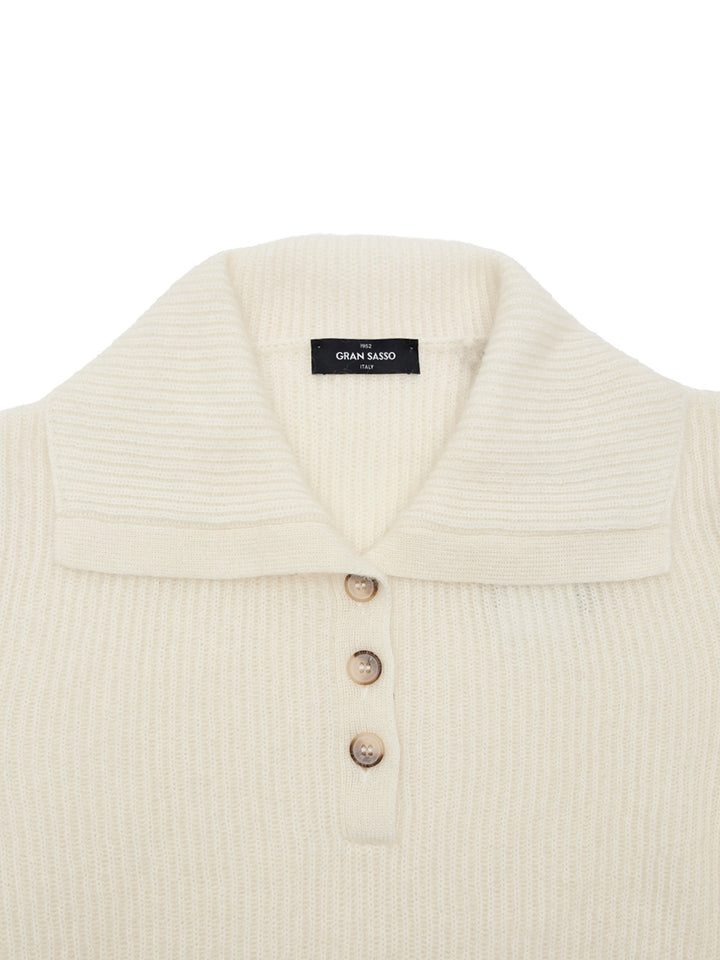 Maglia Collo Polo Bianca a Coste Inglesi Gran Sasso