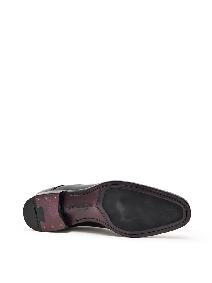 Mocassino Derby Stringato in Vernice Nera Dolce & Gabbana