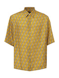Camicia in Seta Gialla Hita con Stampa Labyrinth Fendi