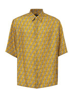 Camicia in Seta Gialla Hita con Stampa Labyrinth Fendi