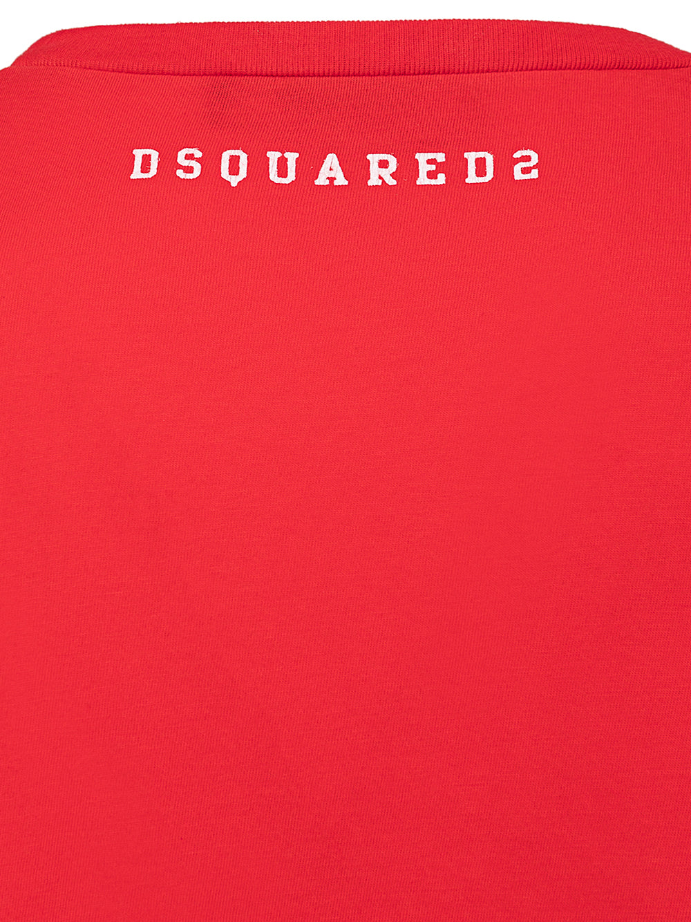 Red Cotton Overfit T-shirt with Dsquared2 Print.