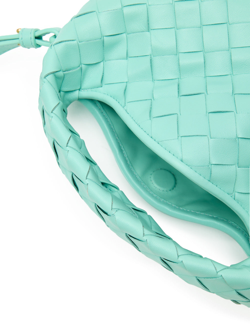 Mini-Schultertasche Hop mit Flechtdesign in Türkis Bottega Veneta