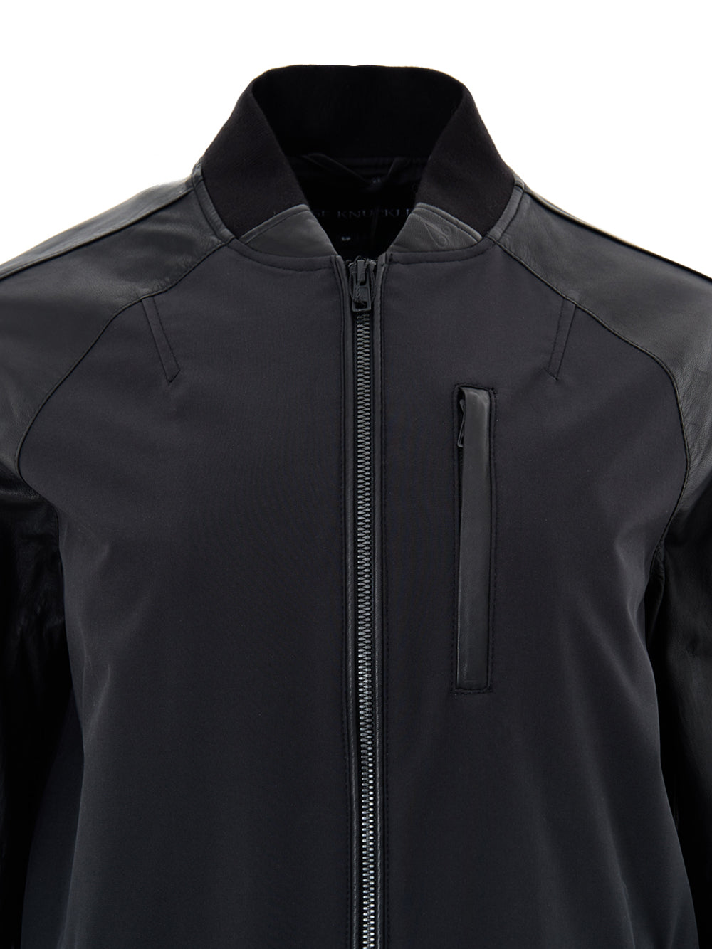 Parka Nero in Tessuto Tecnico e Pelle Moose Knuckles