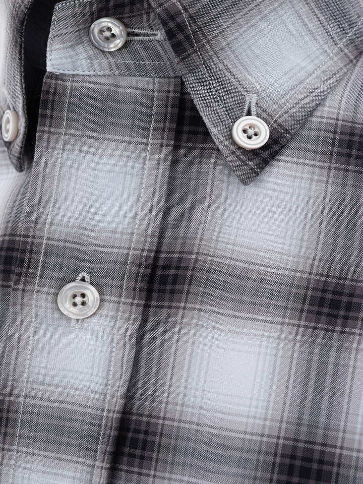 Camisa de algodón gris a cuadros de Tom Ford