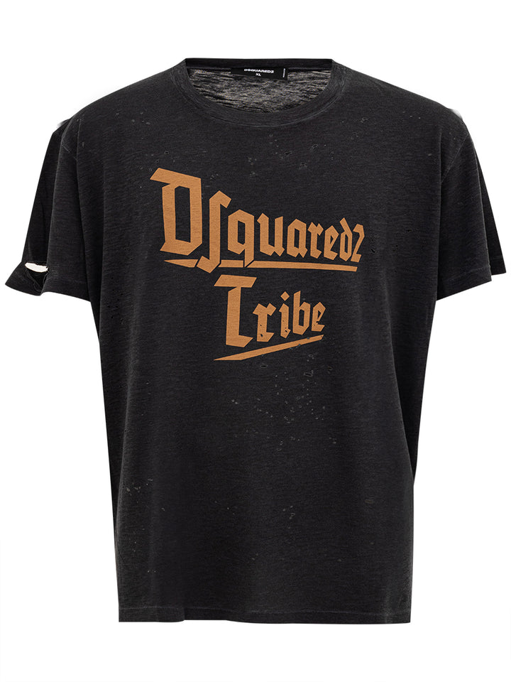 T-Shirt Cotone con Buchi Dsquared2 Tribe