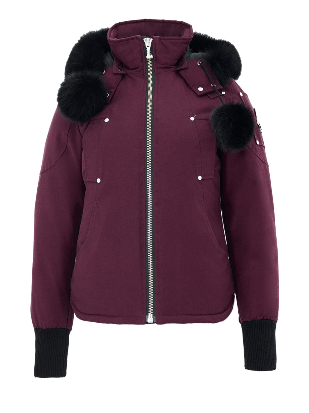 Giubbino Corto in Tessuto Bordeaux con Pompom Moose Knuckles