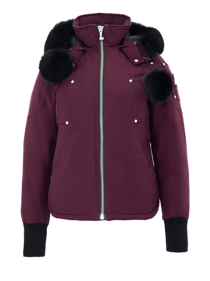 Giubbino Corto in Tessuto Bordeaux con Pompom Moose Knuckles