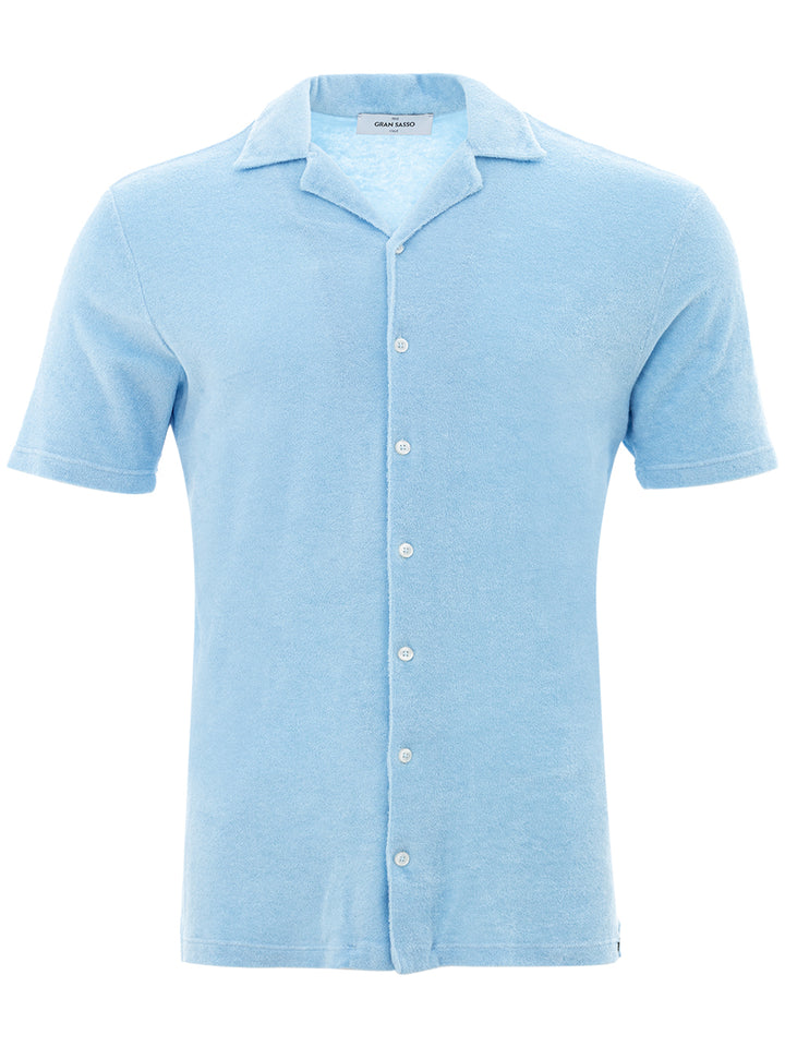 Chemise bleu clair à manches mi-longues en tissu éponge Gran Sasso