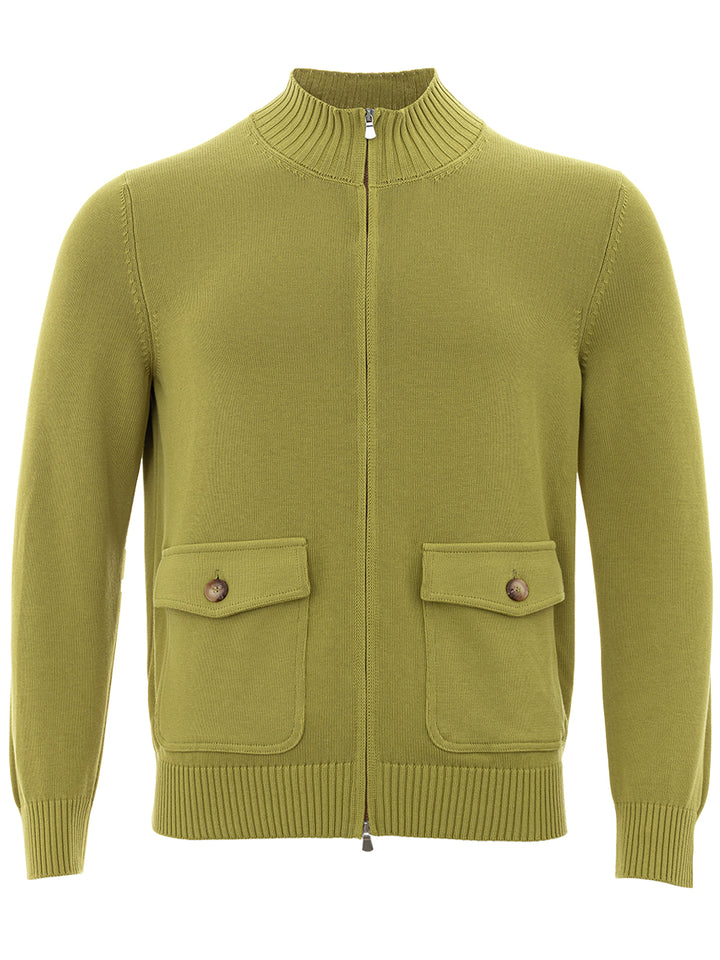 Pull cardigan en vert Gran Sasso