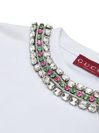 Felpa Bianca con Collo Gioiello Gucci