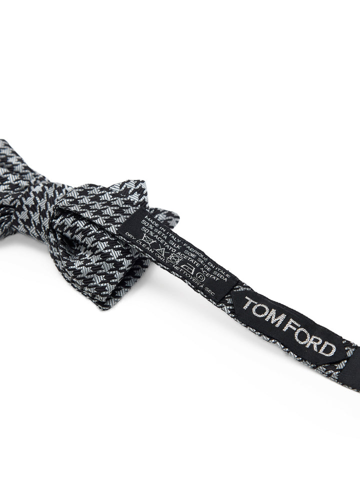 Papillon Stampa Pied-de-poule in Seta Grigio/Nero Tom Ford
